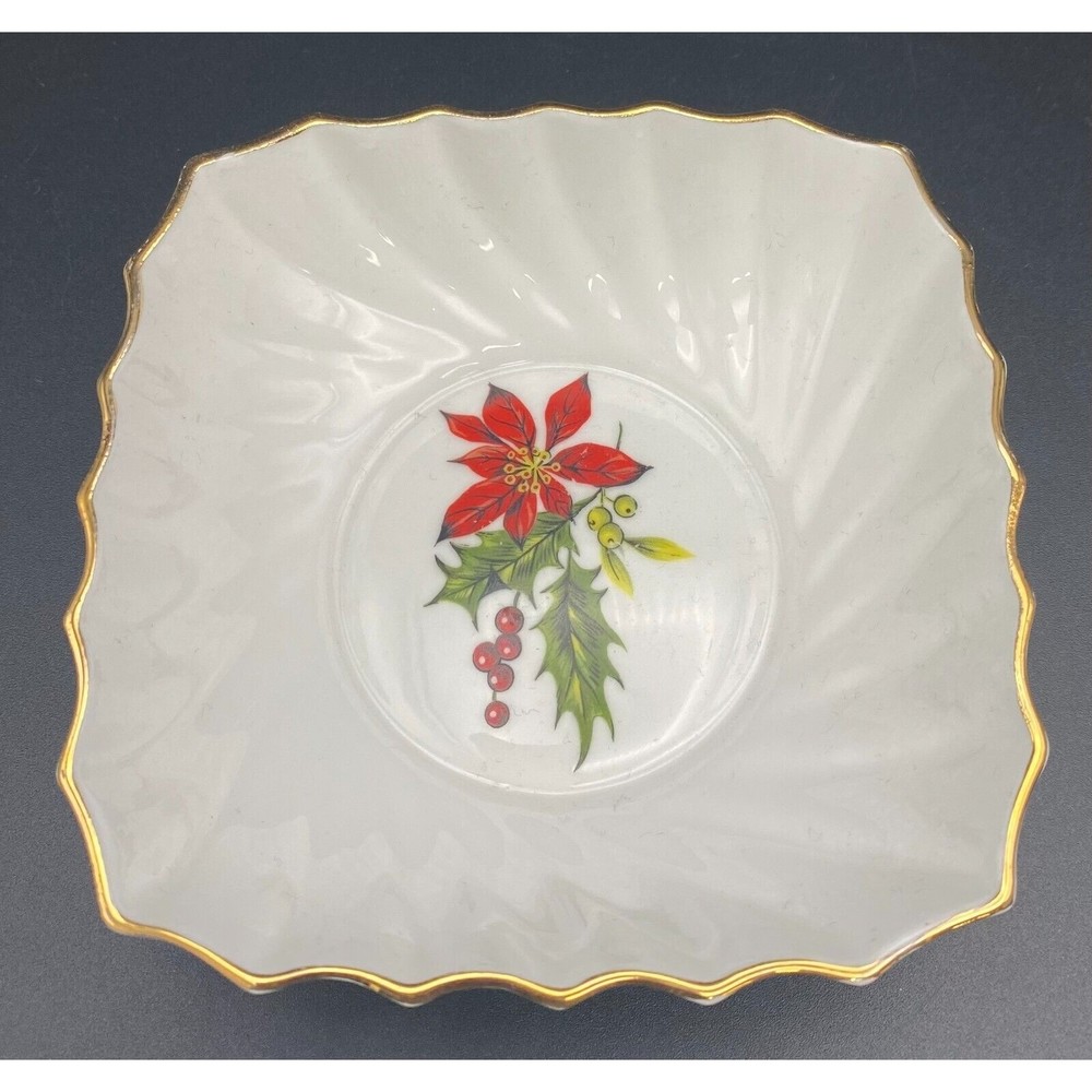 Ridgway Potteries Royal Adderley Poinsettia Nut Fruit Candy Dish Bowl England